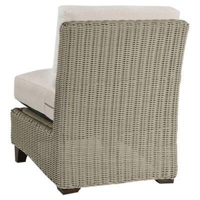 Ricci Coastal Beach White Upholstered Woven Wicker Outdoor Armless Chair