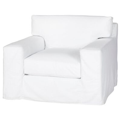 Cisco Home Loft Modern Classic Denim White Cotton Slipcovered Arm Chair